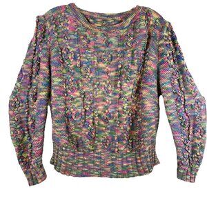 M L OOAK hand-knit Cute Vintage 70s 80s Texture Ball Sweater